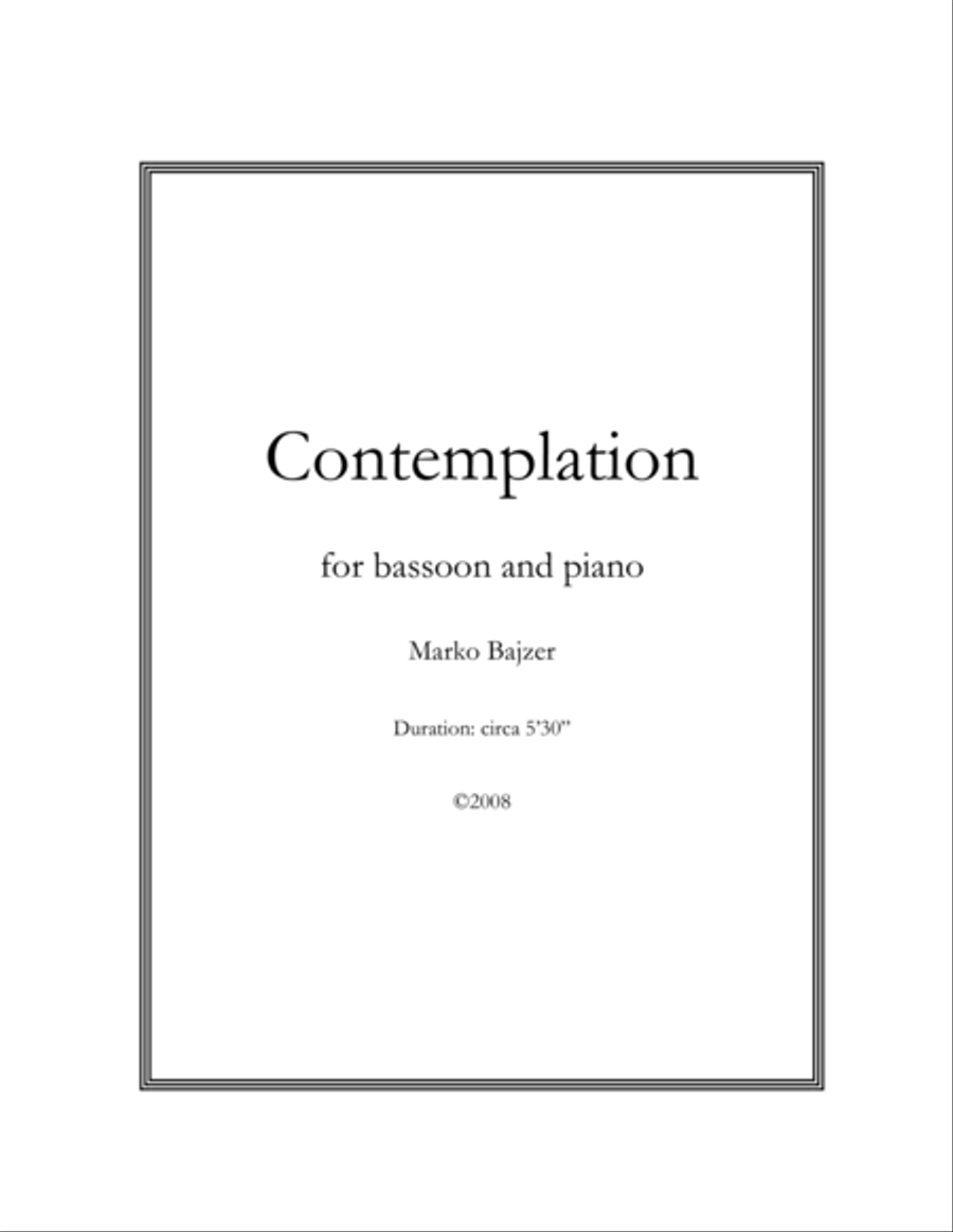 Contemplation for bassoon and piano Woodwind Duet scores gallery preview page 1