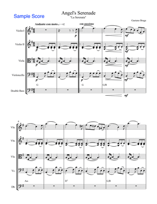 ANGEL'S SERENADE String Orchestra, Intermediate Level for 2 violins, viola, cello and string bass ch