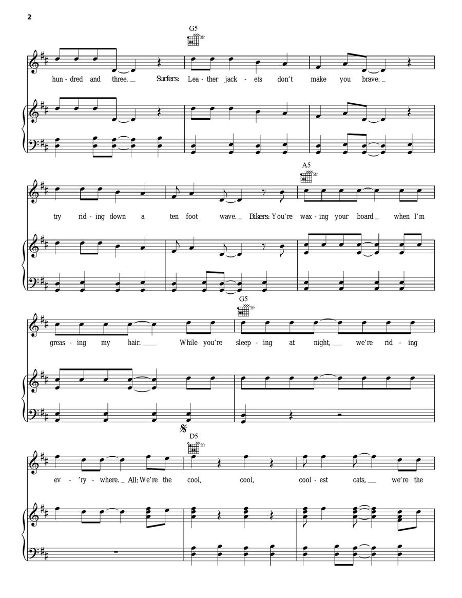 Coolest Cats In Town Piano, Vocal, Guitar scores gallery preview page 2