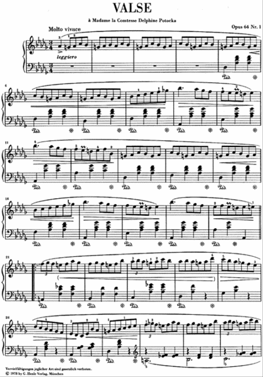 Waltz in D Flat Major Op. 64 (Minute) Piano Solo scores gallery preview page 2