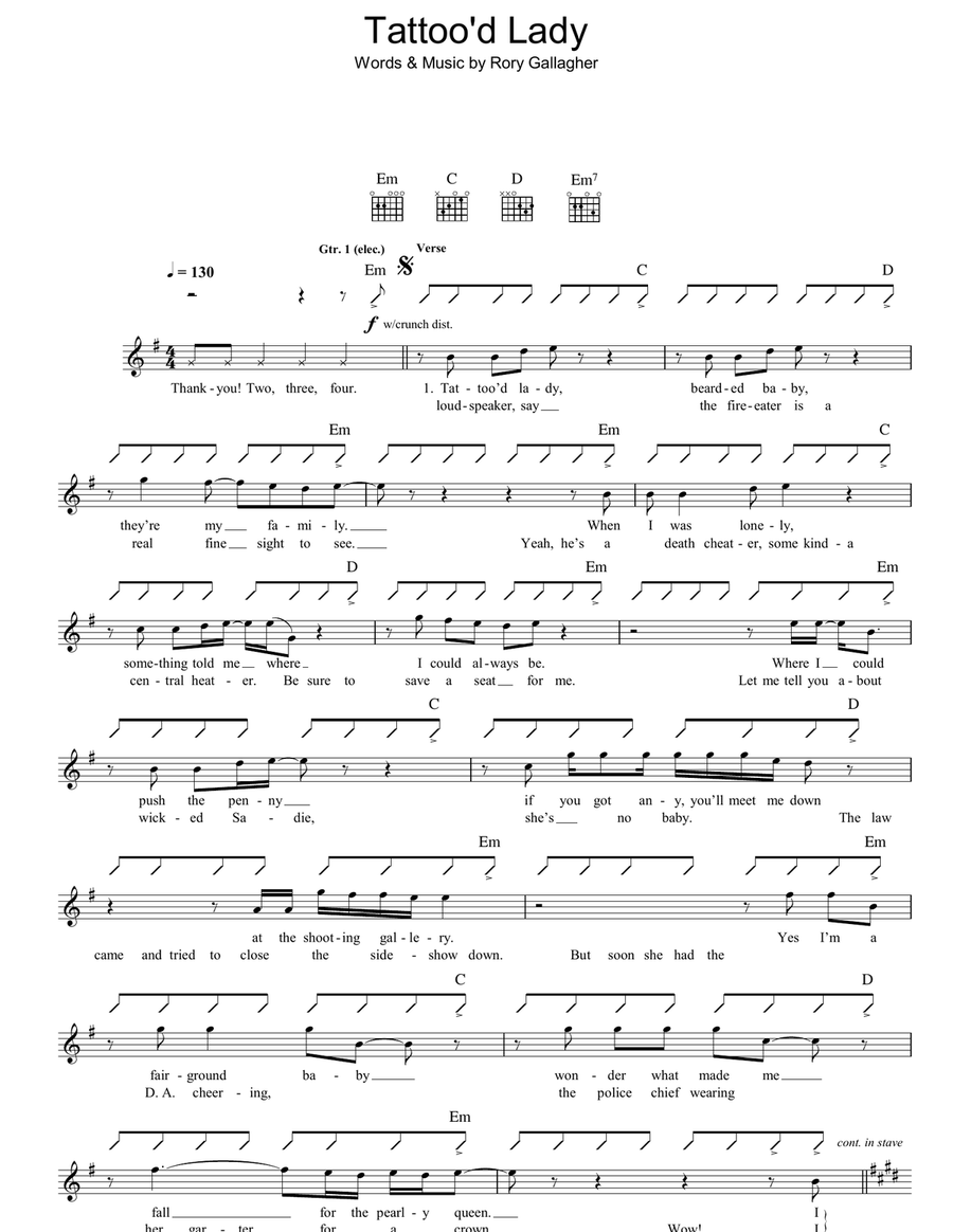 Tattoo'd Lady Electric Guitar scores gallery preview page 1