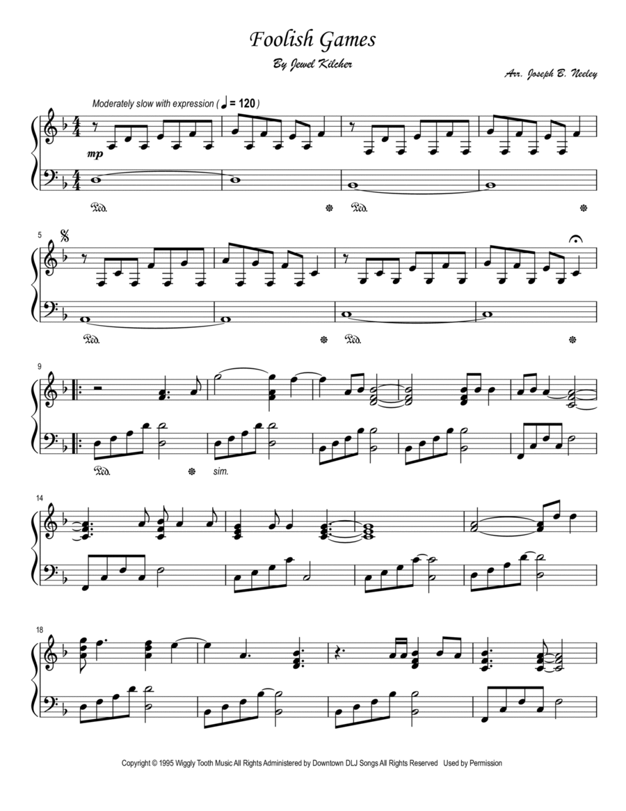 Foolish Games Easy Piano scores gallery preview page 1