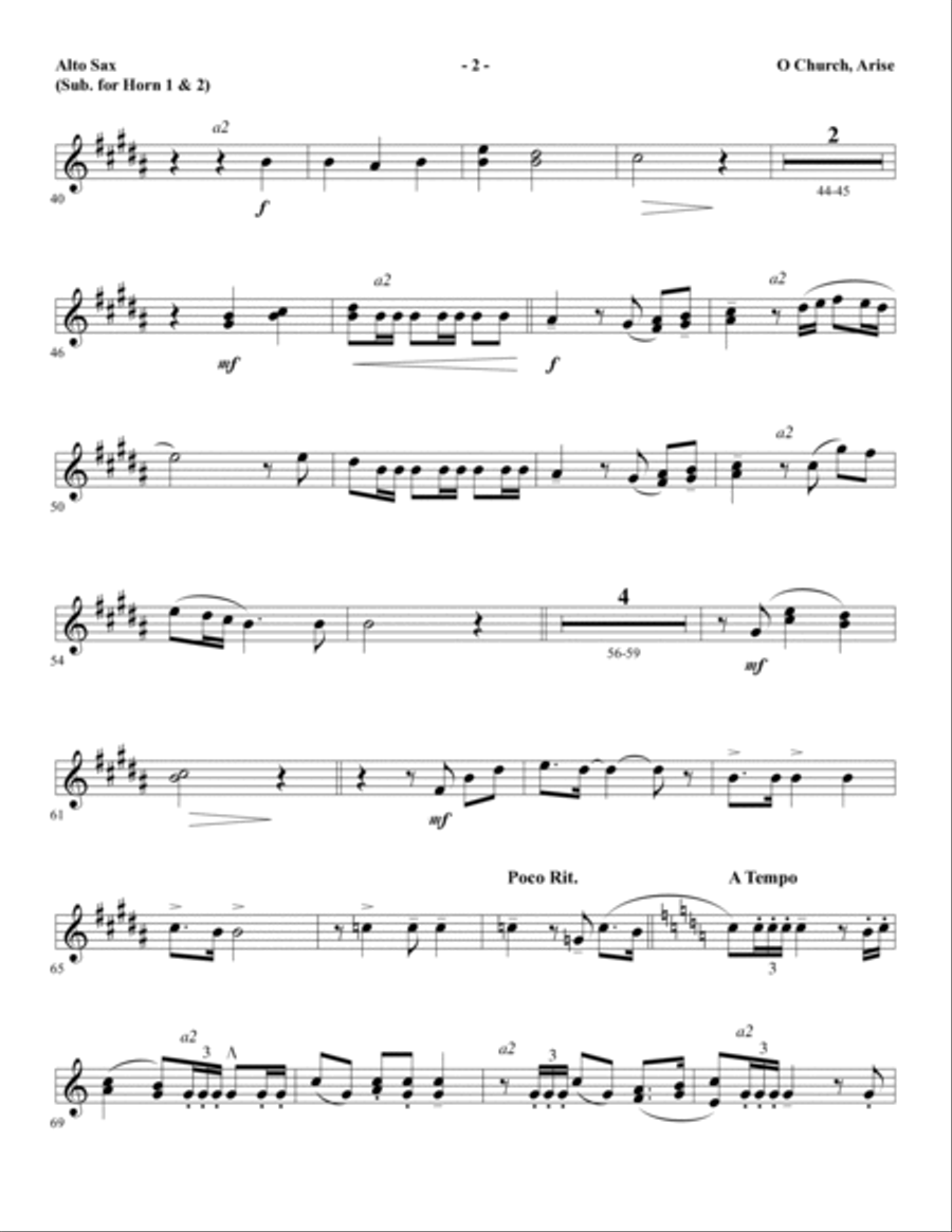 O Church, Arise (Arise, Shine) - Alto Sax (sub. Horn) Choir scores gallery preview page 2