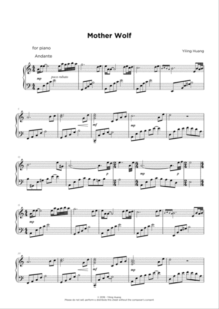 Mother Wolf Piano Solo scores gallery preview page 1