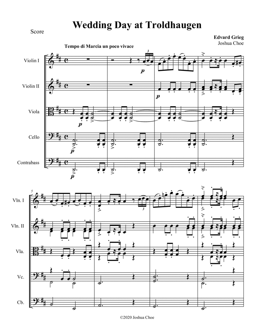 Wedding Day at Troldhaugen String Orchestra scores gallery preview page 1