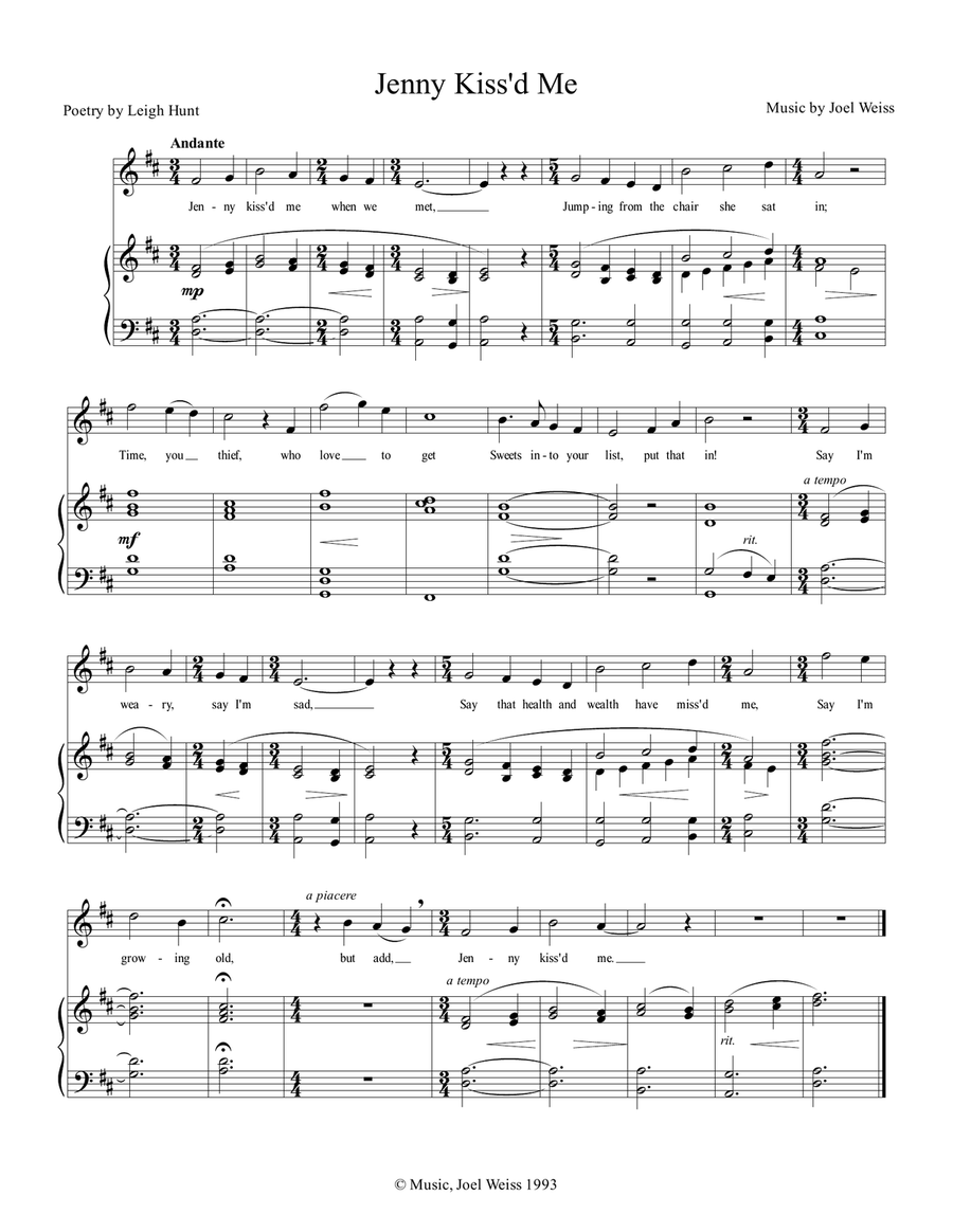 Jenny Kiss'd Me Voice Solo scores gallery preview page 1
