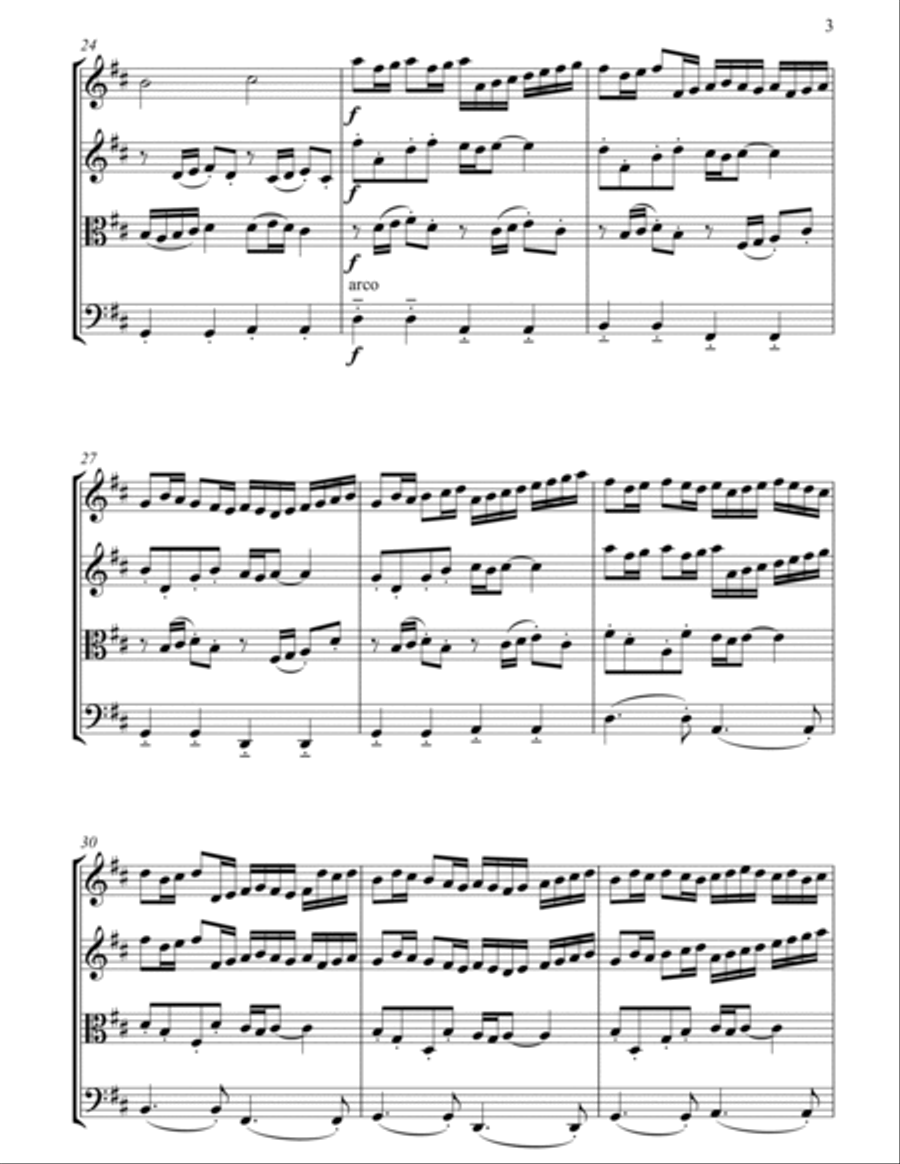 Canon in D-Weddind version for string quartet / optional part for Double Bass String Quartet scores gallery preview page 4
