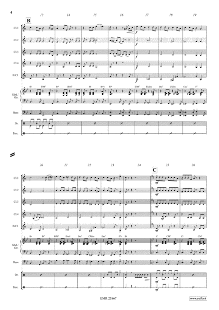 Cha Cha - Cuba Libre Cha Cha - Cuba Libre Clarinet Quintet scores gallery preview page 4