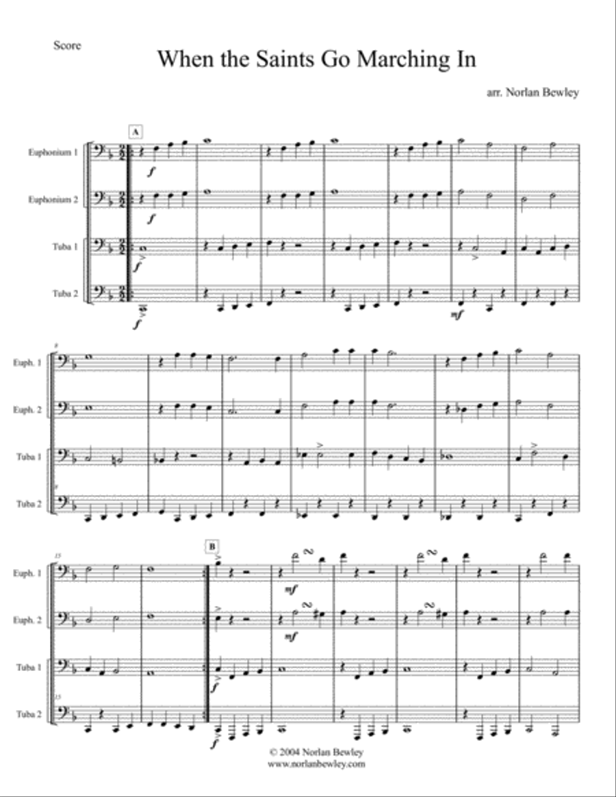 When The Saints Go Marching In - Tuba/Euphonium Quartet Small Ensemble scores gallery preview page 1
