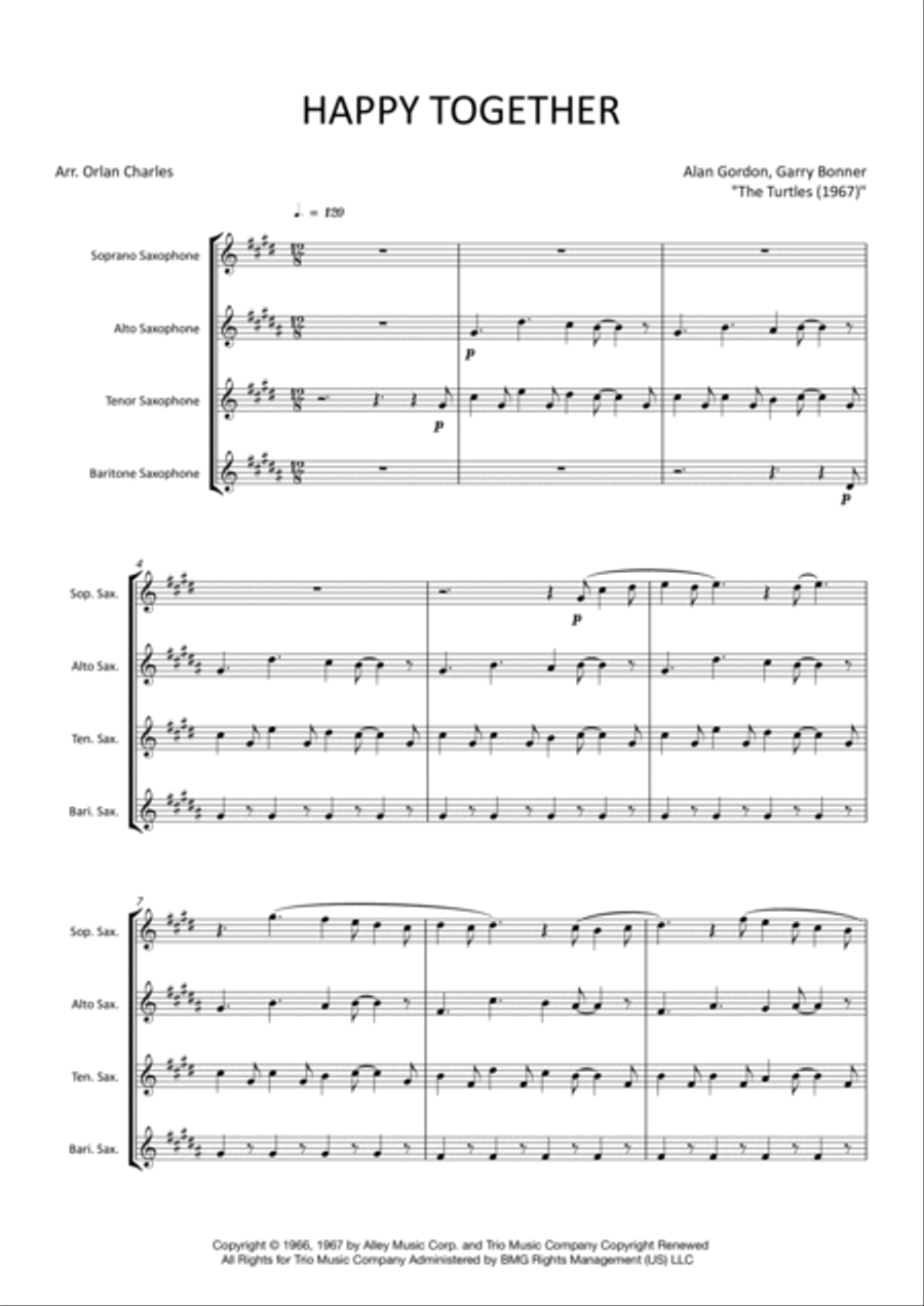 Happy Together Woodwind Quartet scores gallery preview page 3