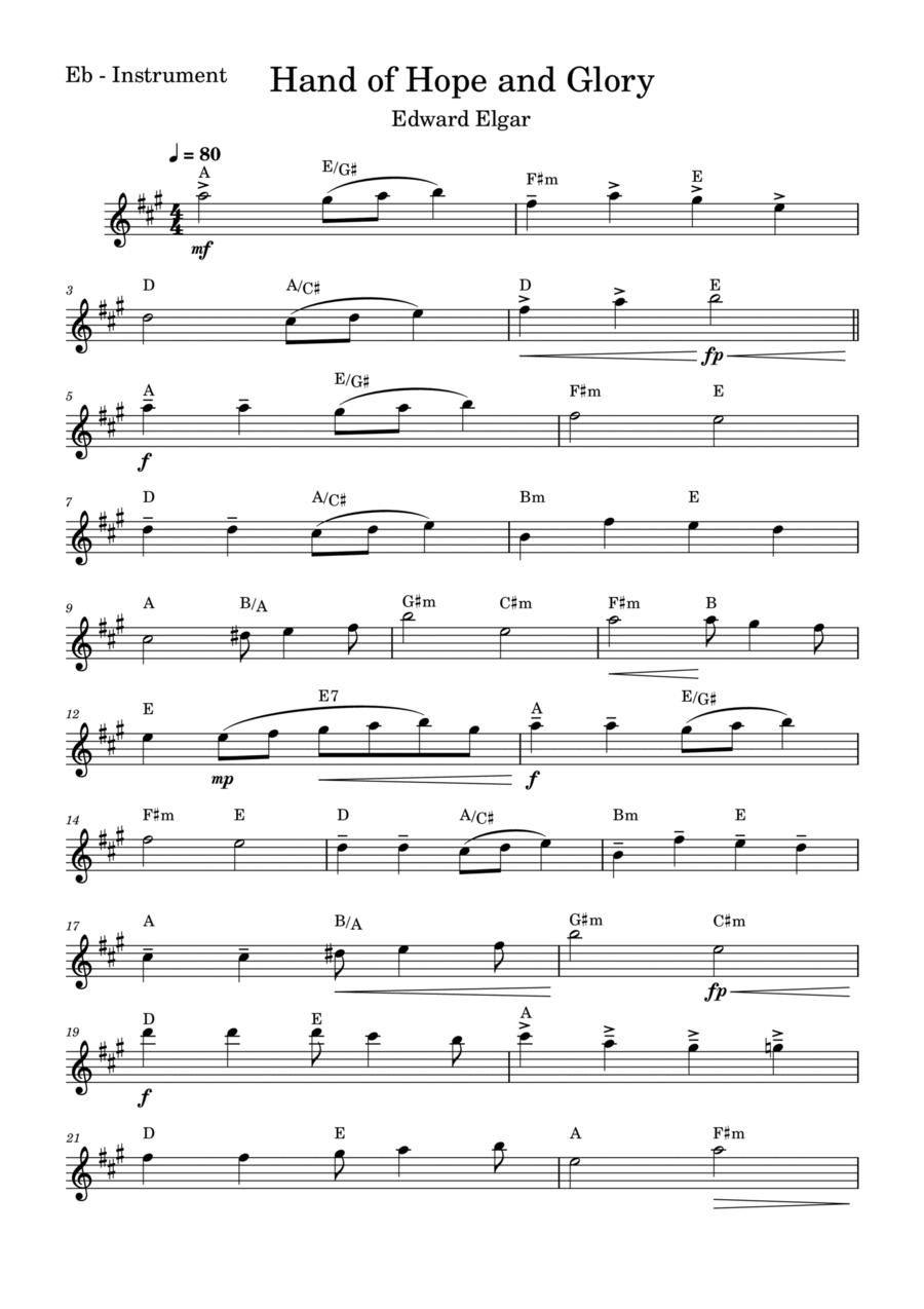 Hand of Hope and Glory (Elgar) Alto Saxophone scores gallery preview page 1