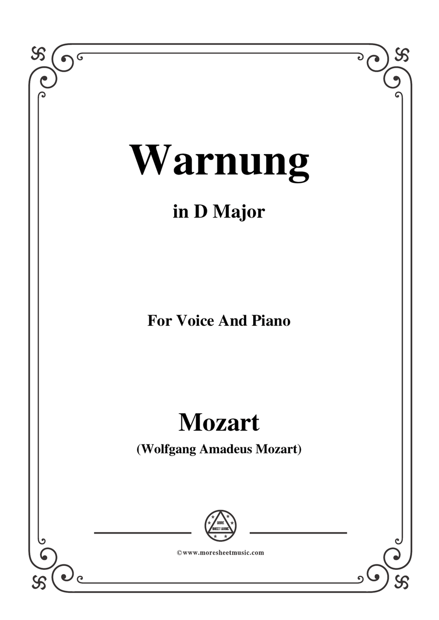 Mozart-Warnung,in D Major,for Voice and Piano
