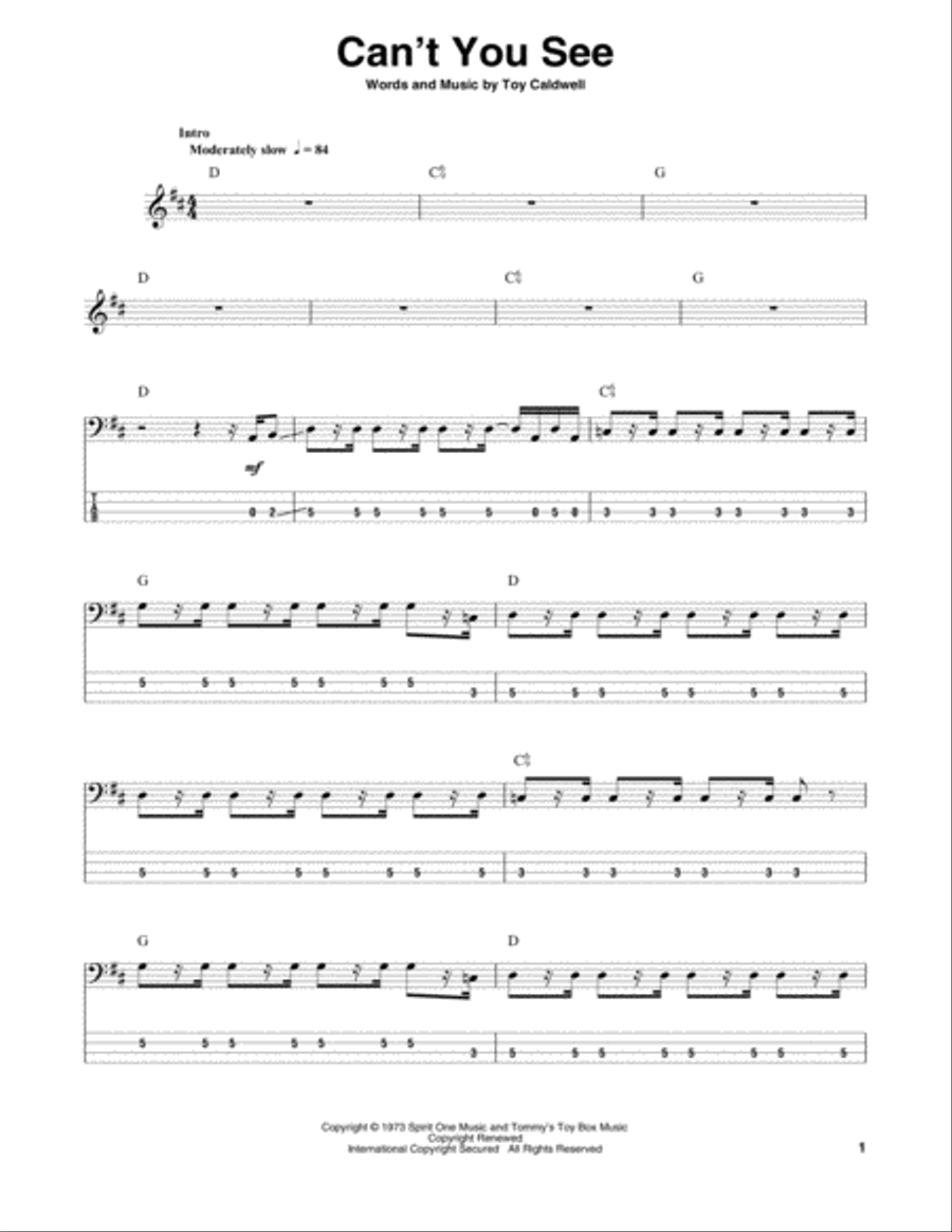Can't You See Guitar Tablature scores gallery preview page 1