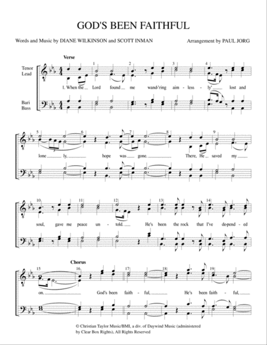 God's Been Faithful God's Been Faithful TTBB scores gallery preview page 1