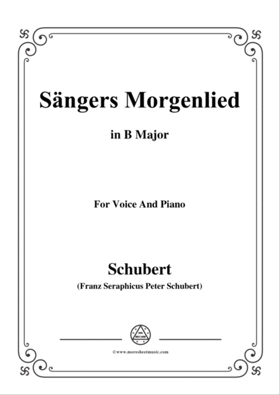 Schubert-Sängers Morgenlied(The Minstrel's Morning Song),D.165,in B Major,for Voice&Piano Voice scores gallery preview page 1