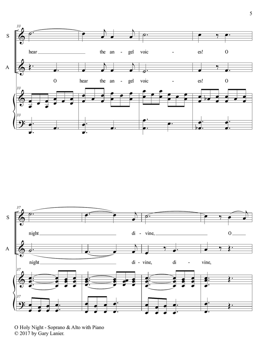 O HOLY NIGHT (Vocal SA Duet with Piano - Score & SA Part included) SA scores gallery preview page 6