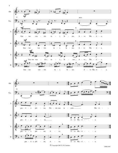 Ave Maria (SATB, Oboe (opt. Violin), and Cello) image number null