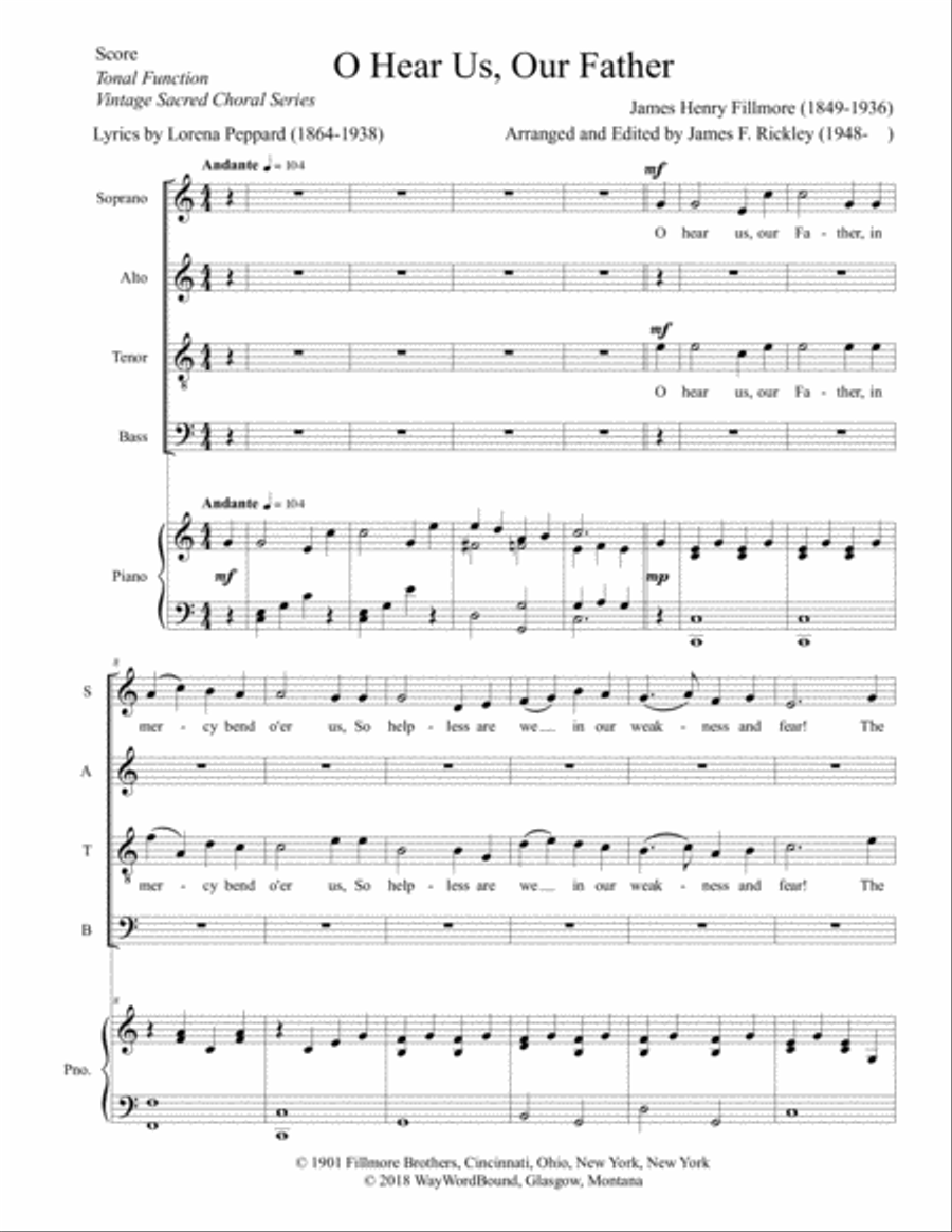 O Hear Us, Our Father O Hear Us, Our Father 4-Part scores gallery preview page 1