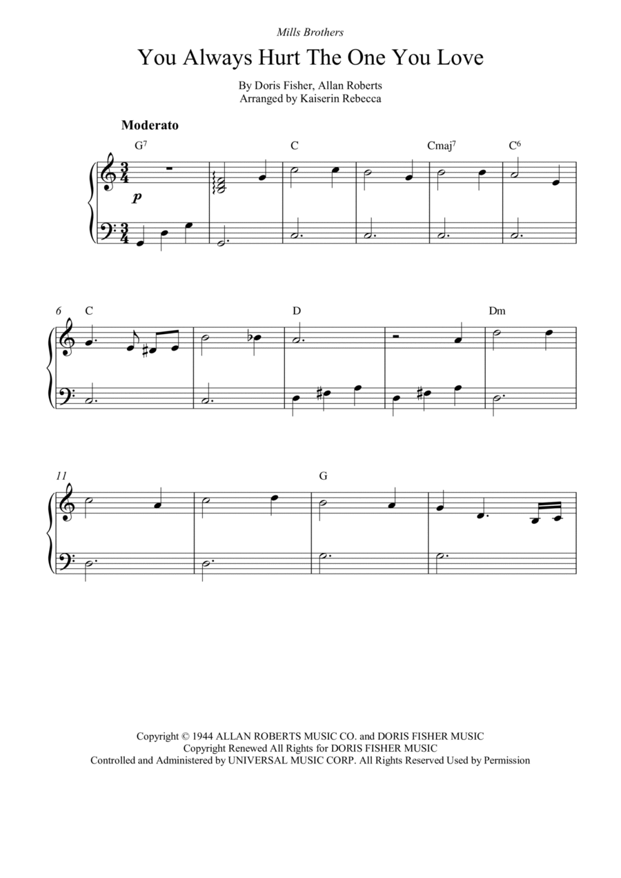 You Always Hurt The One You Love Piano Method scores gallery preview page 1