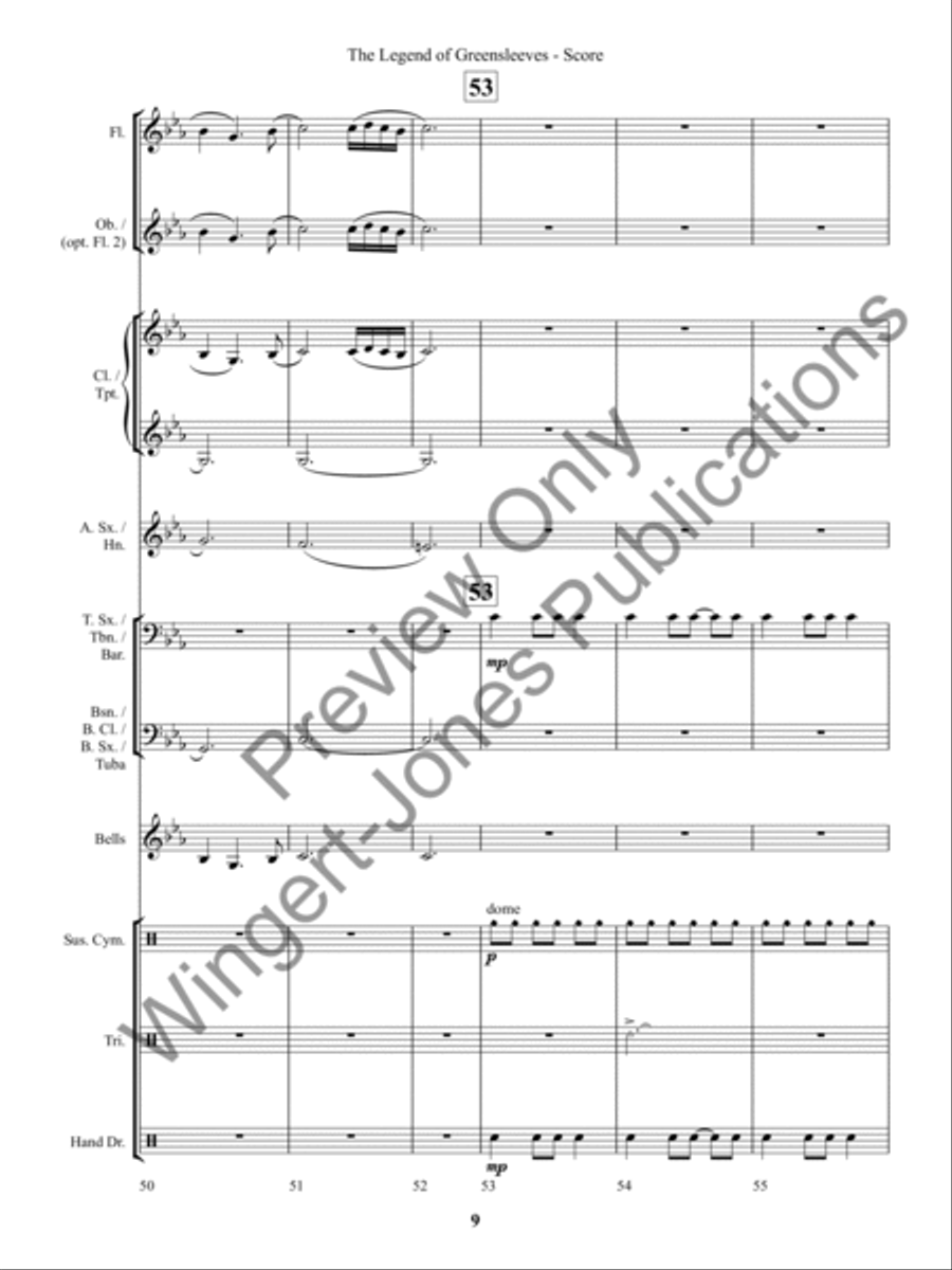The Legend of Greensleeves (Score) Concert Band scores gallery preview page 12