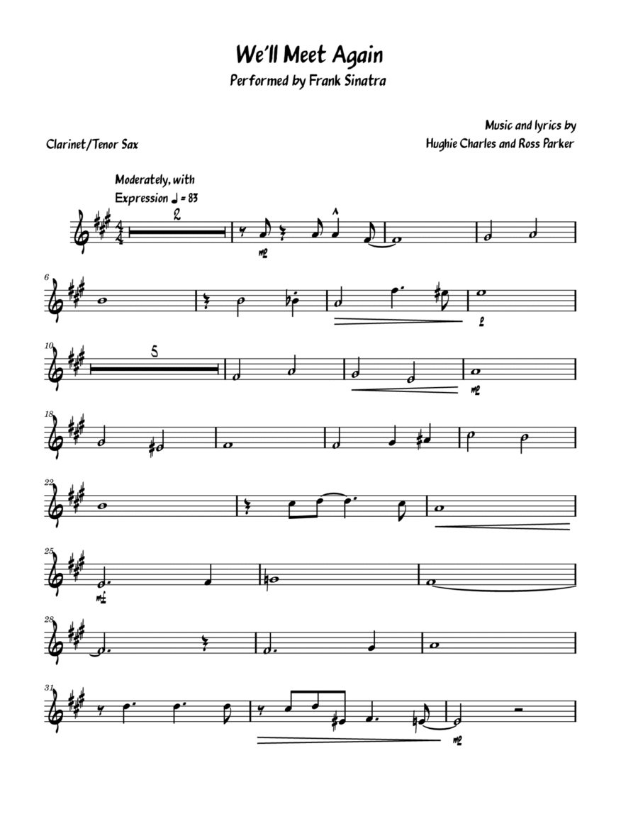 We'll Meet Again B-Flat Clarinet scores gallery preview page 1