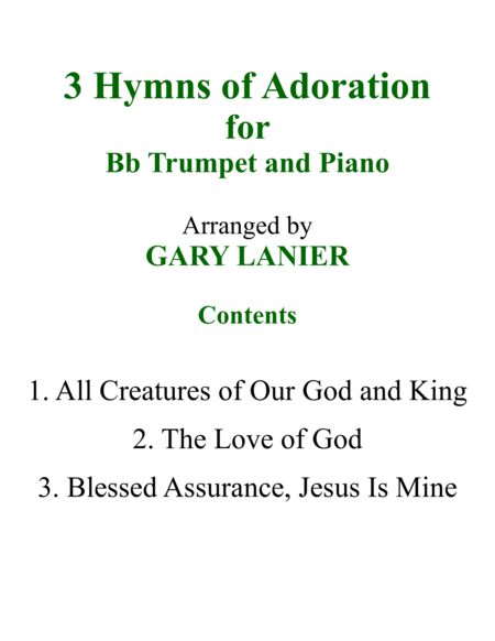 Gary Lanier: 3 HYMNS of ADORATION (Duets for Bb Trumpet & Piano) image number null