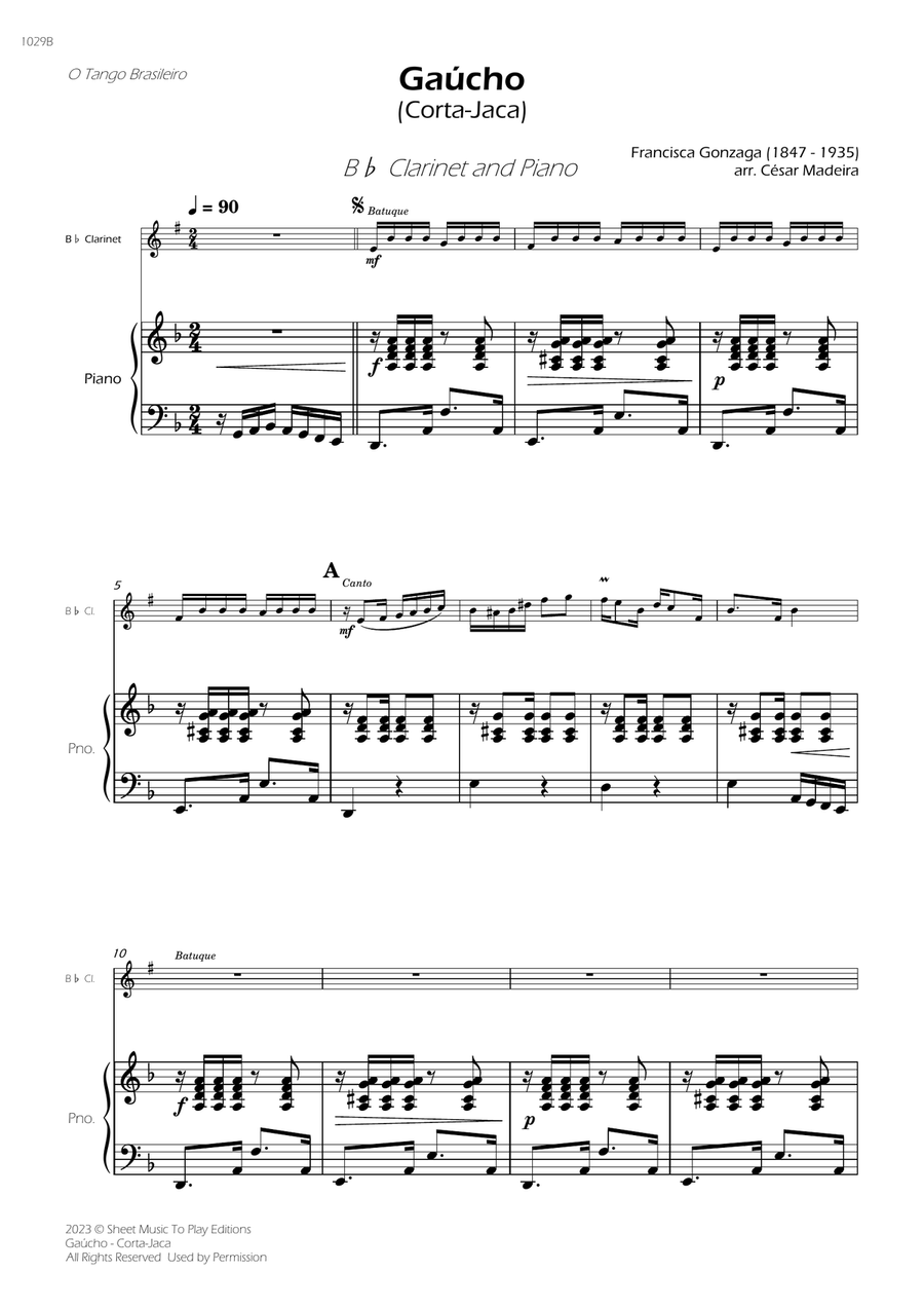 Gaúcho (Corta-Jaca) - Bb Clarinet and Piano (Full Score and Parts) B-Flat Clarinet scores gallery preview page 3