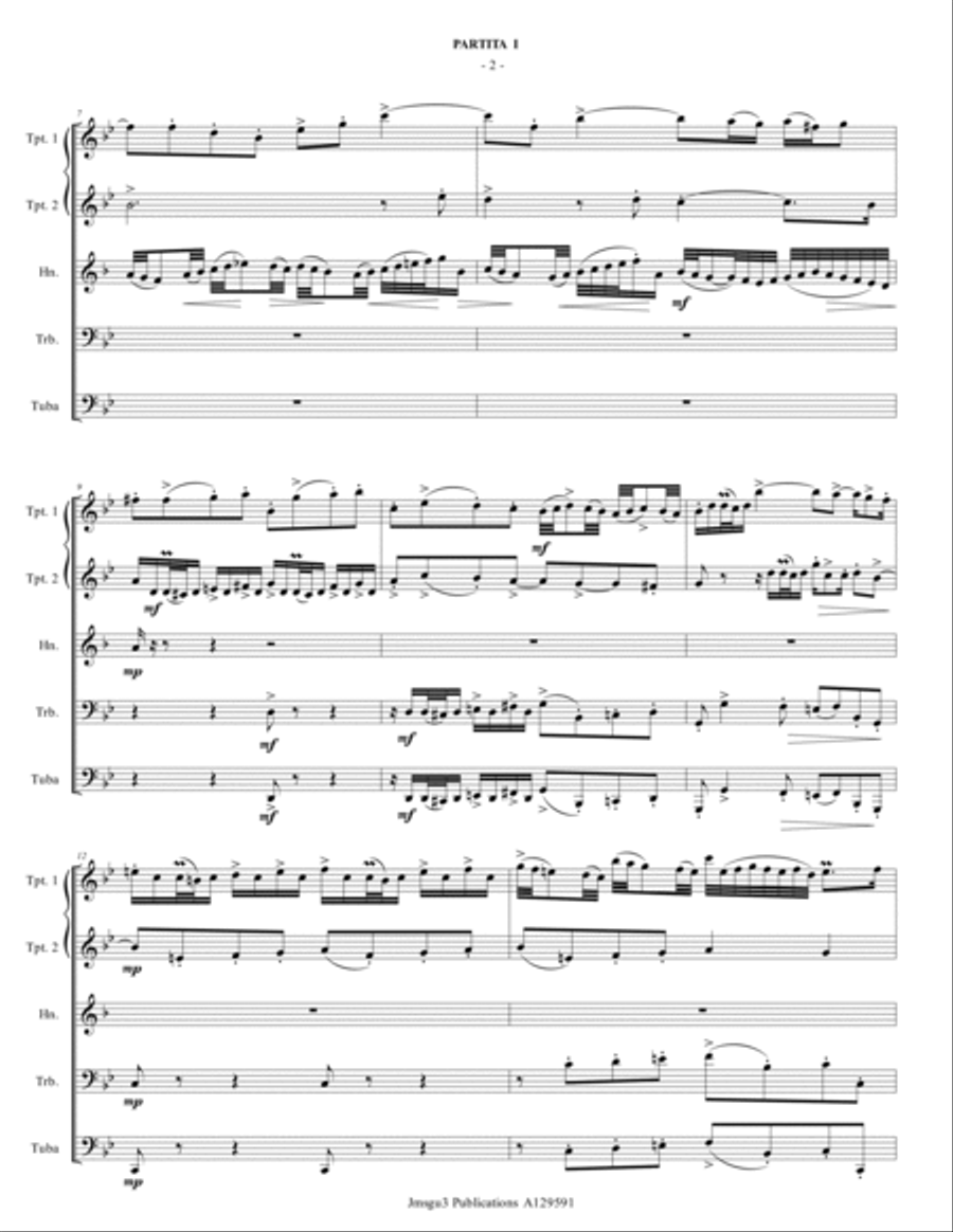 BACH: Six Partitas Complete BWV 825-830 for Brass Quintet Brass Quintet scores gallery preview page 2