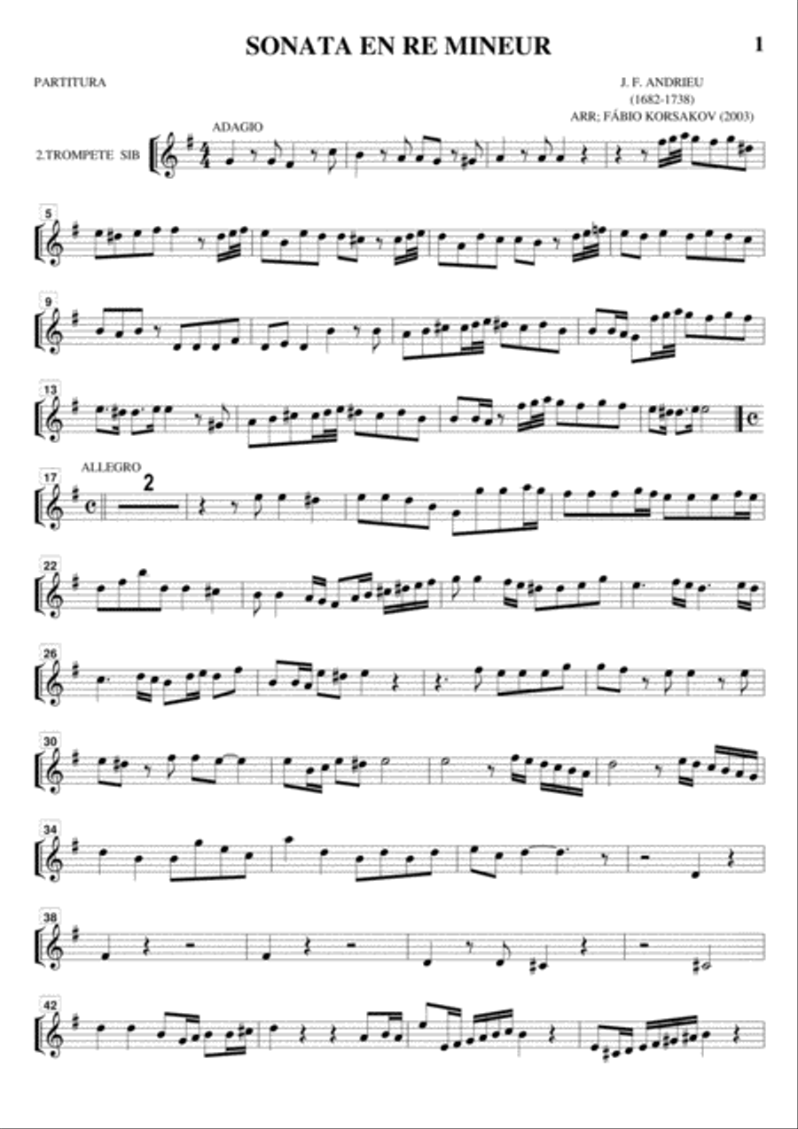 SONATA EN RE MINEUR - J.F.ANDRIEU Brass Ensemble scores gallery preview page 3
