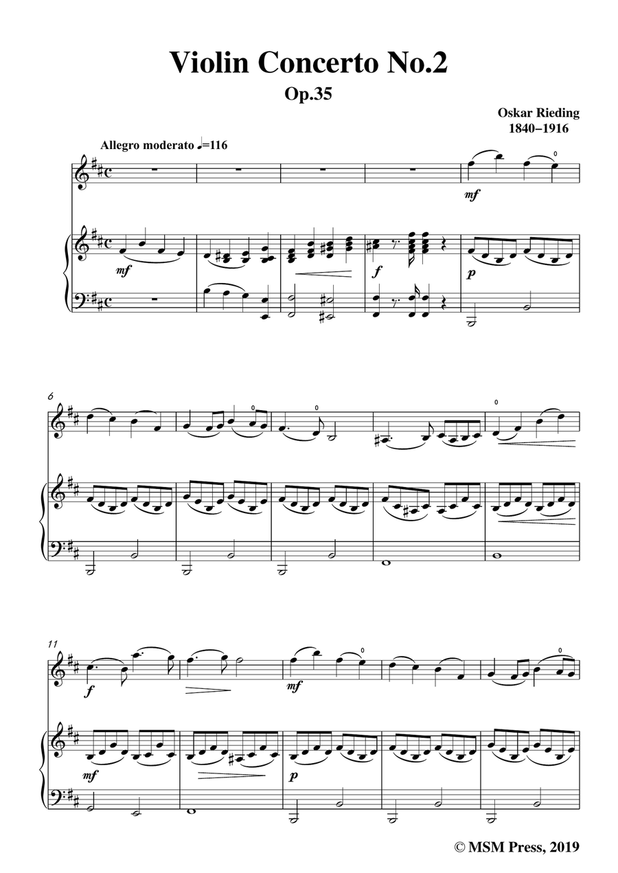 Rieding-Violin Concerto No.2 in b minor,Op.35,for Violin&Piano Violin Solo scores gallery preview page 3