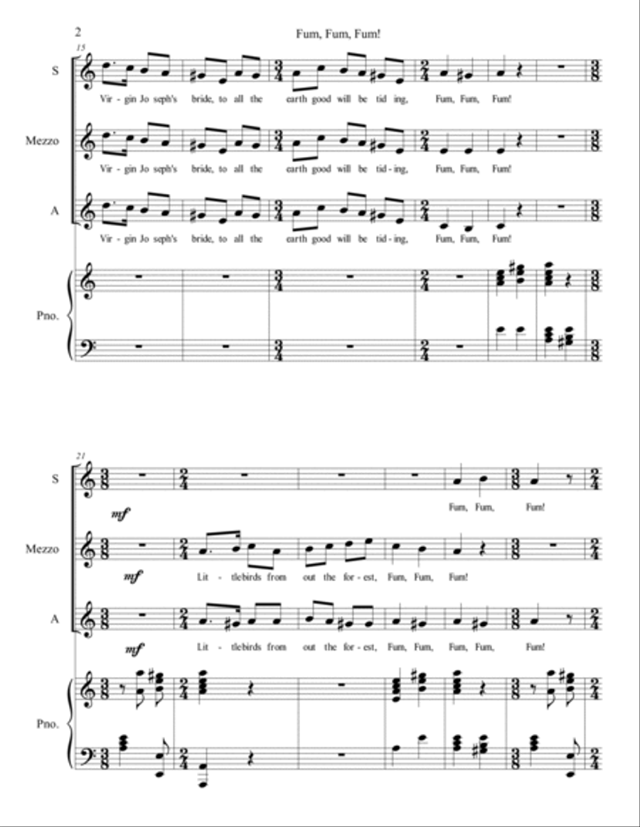 Fum, Fum, Fum! A Catalonian Carol for Women's Voices SSA scores gallery preview page 2