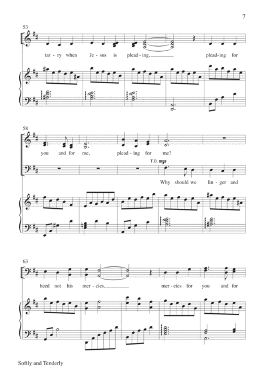 Softly and Tenderly 4-Part scores gallery preview page 7