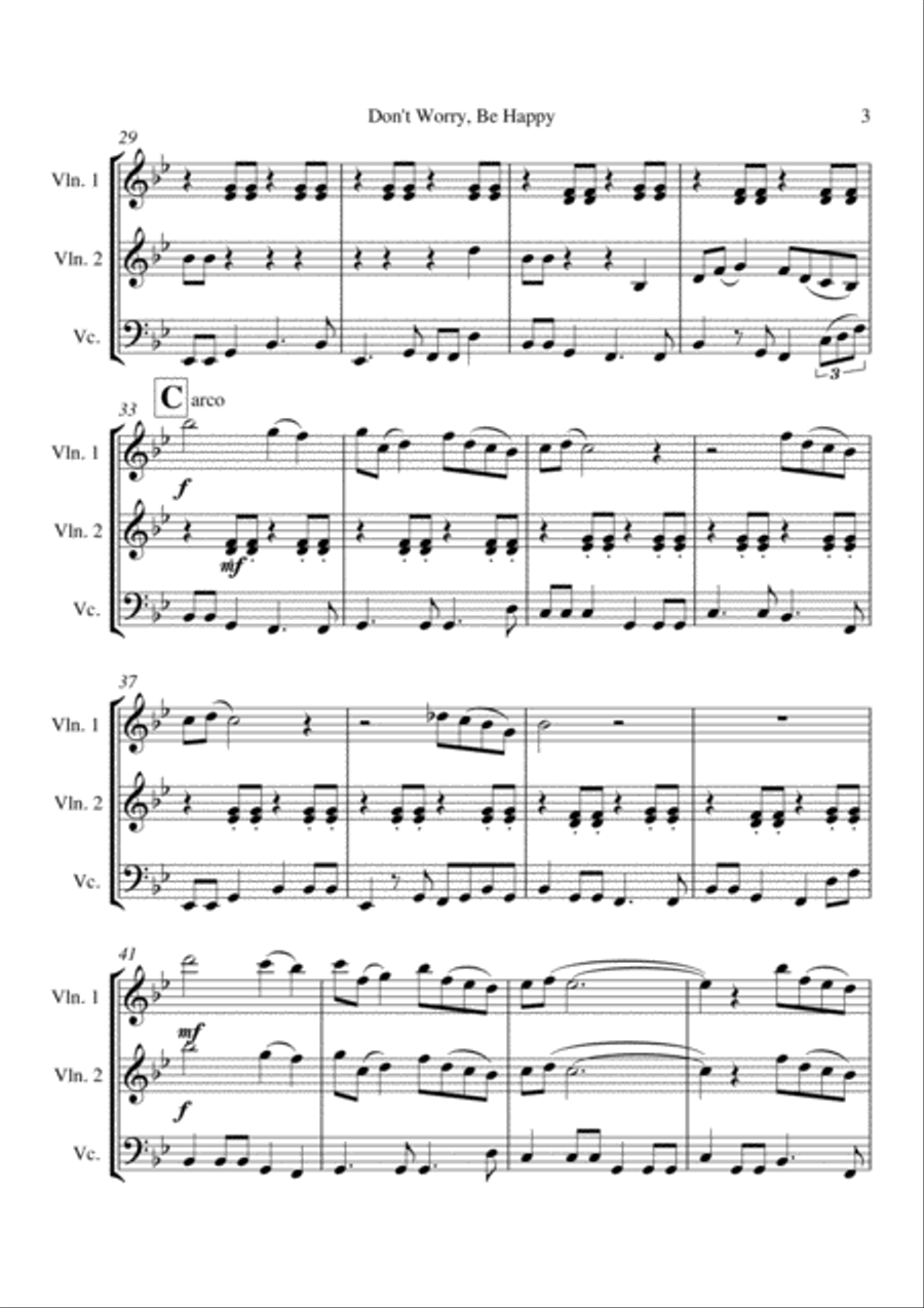 Don't Worry, Be Happy Don't Worry, Be Happy String Trio scores gallery preview page 4