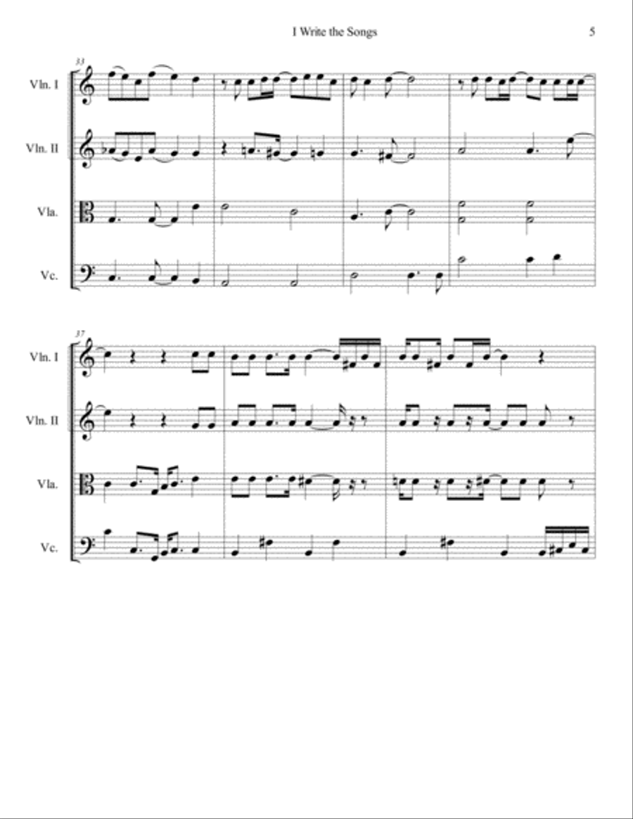 I Write The Songs String Quartet scores gallery preview page 5