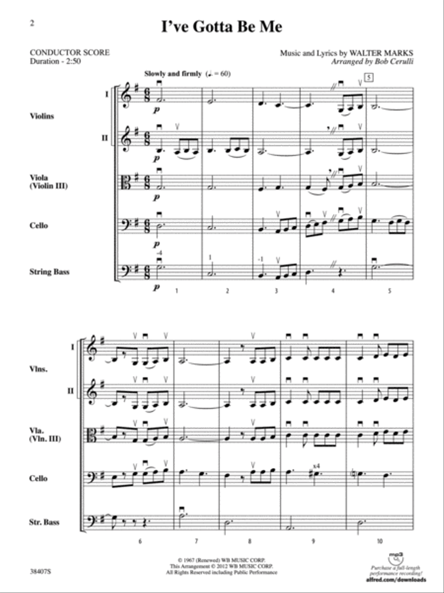 I've Gotta Be Me: Score String Orchestra scores gallery preview page 2