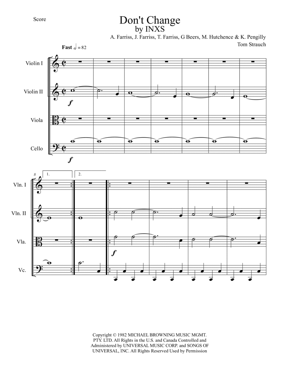 Don't Change String Quartet scores gallery preview page 1