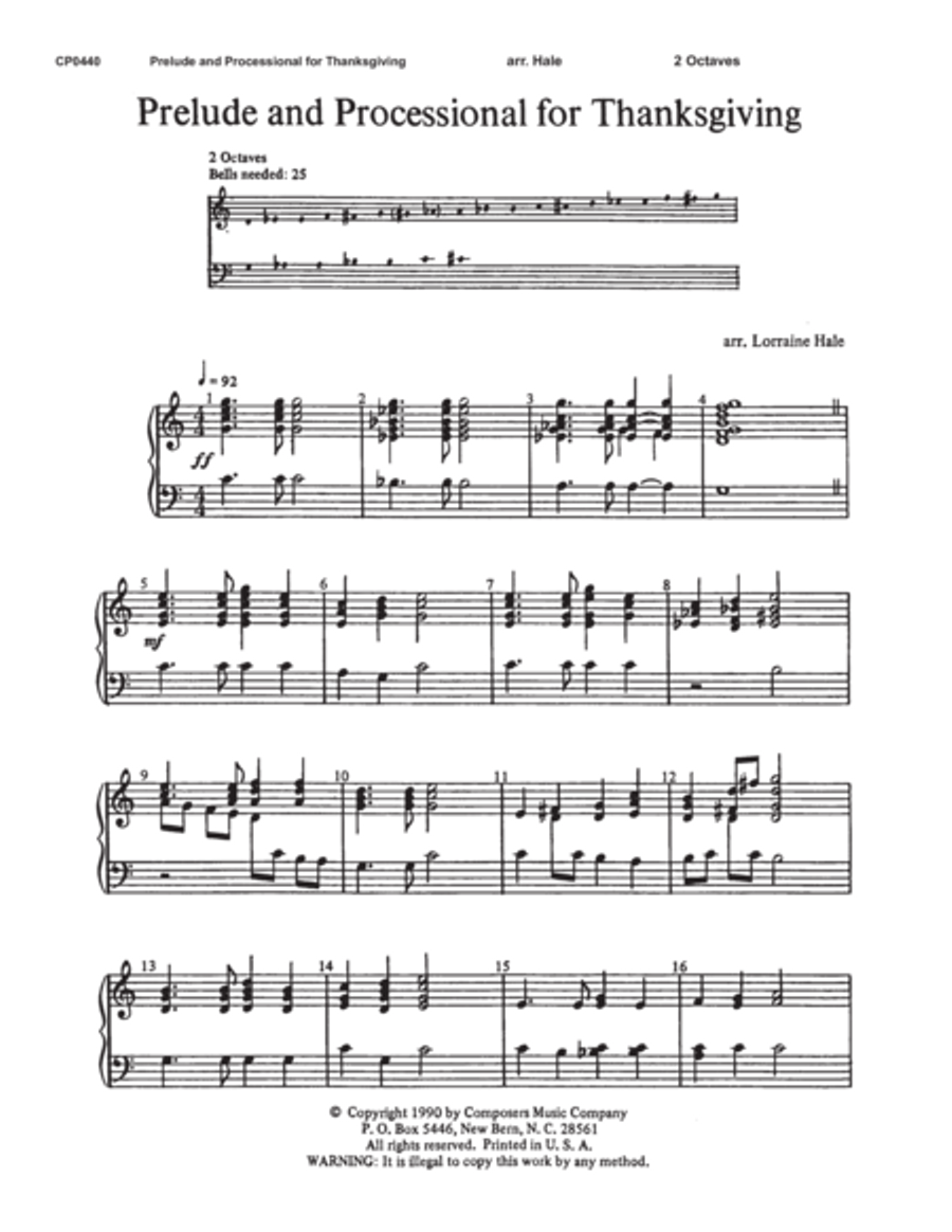 Prelude and Processional for Thanksgiving 2-Octaves scores gallery preview page 1