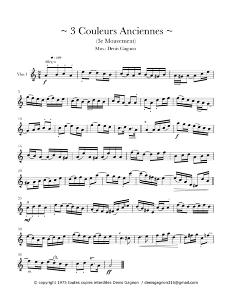3 Couleurs anciennes / pour quatuor à cordes / (3e mouvement) String Quartet scores gallery preview page 2