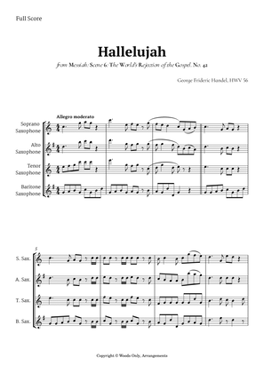 Book cover for Hallelujah from Messiah by Handel for Sax Quartet