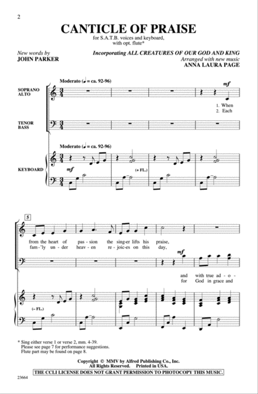 Canticle of Praise Canticle of Praise 4-Part scores gallery preview page 2
