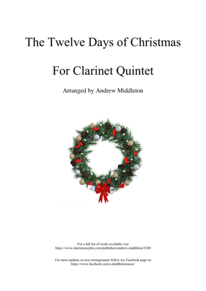 The Twelve Days of Christmas arranged for Clarinet Quintet