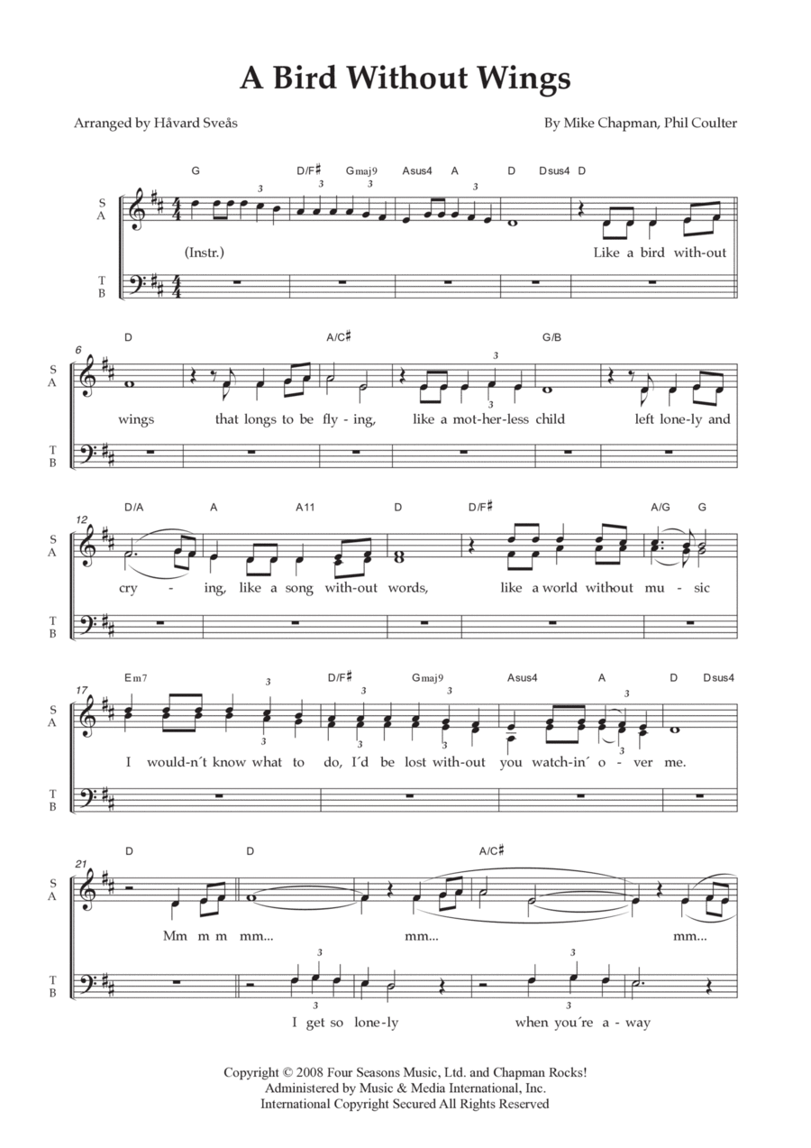 A Bird Without Wings 4-Part scores gallery preview page 1