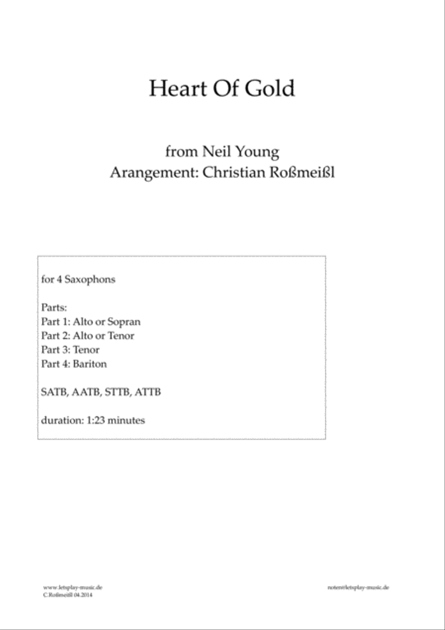 Heart Of Gold Woodwind Quartet scores gallery preview page 1