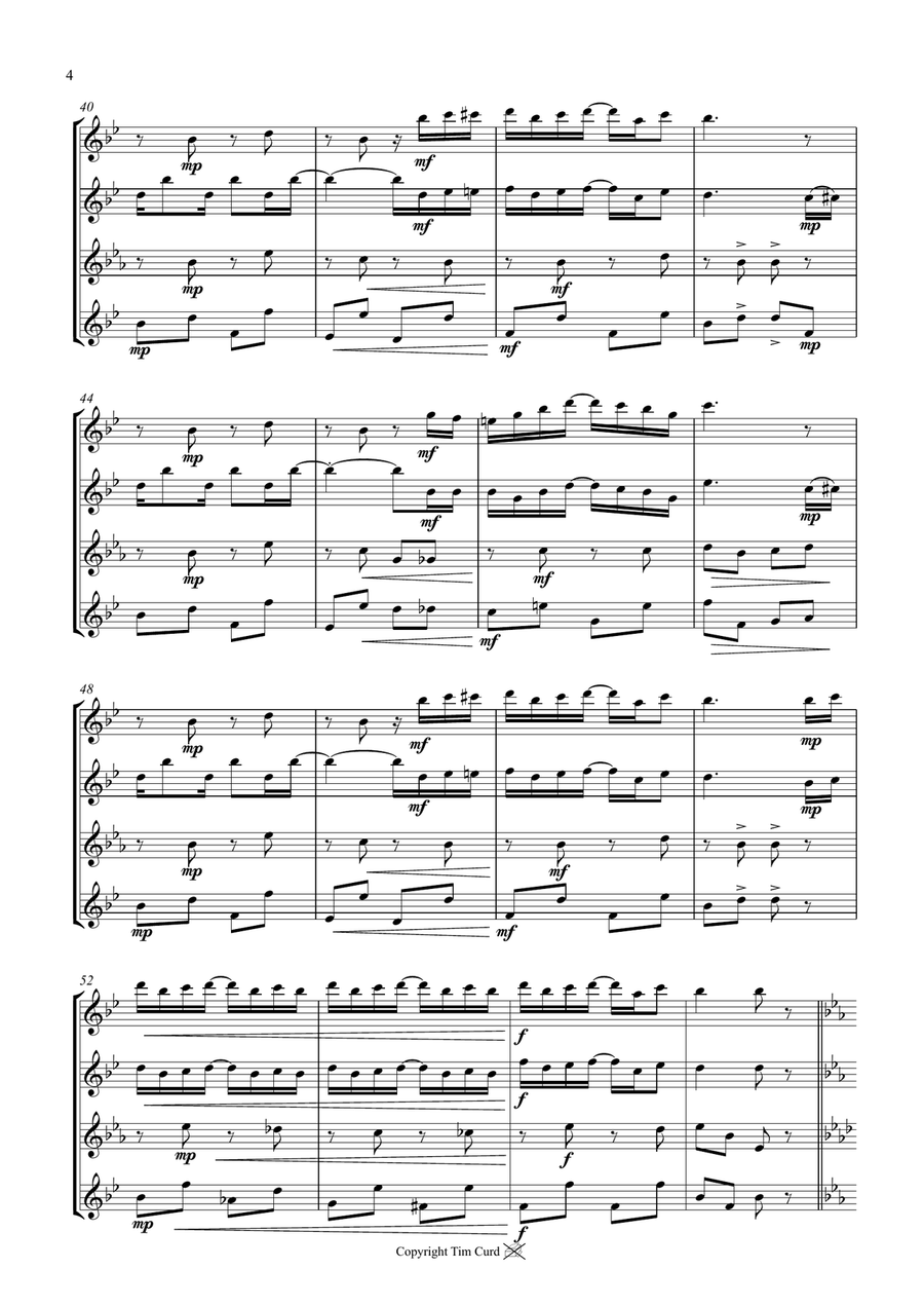 The Entertainer. For Saxophone Quartet Saxophone Quartet scores gallery preview page 4