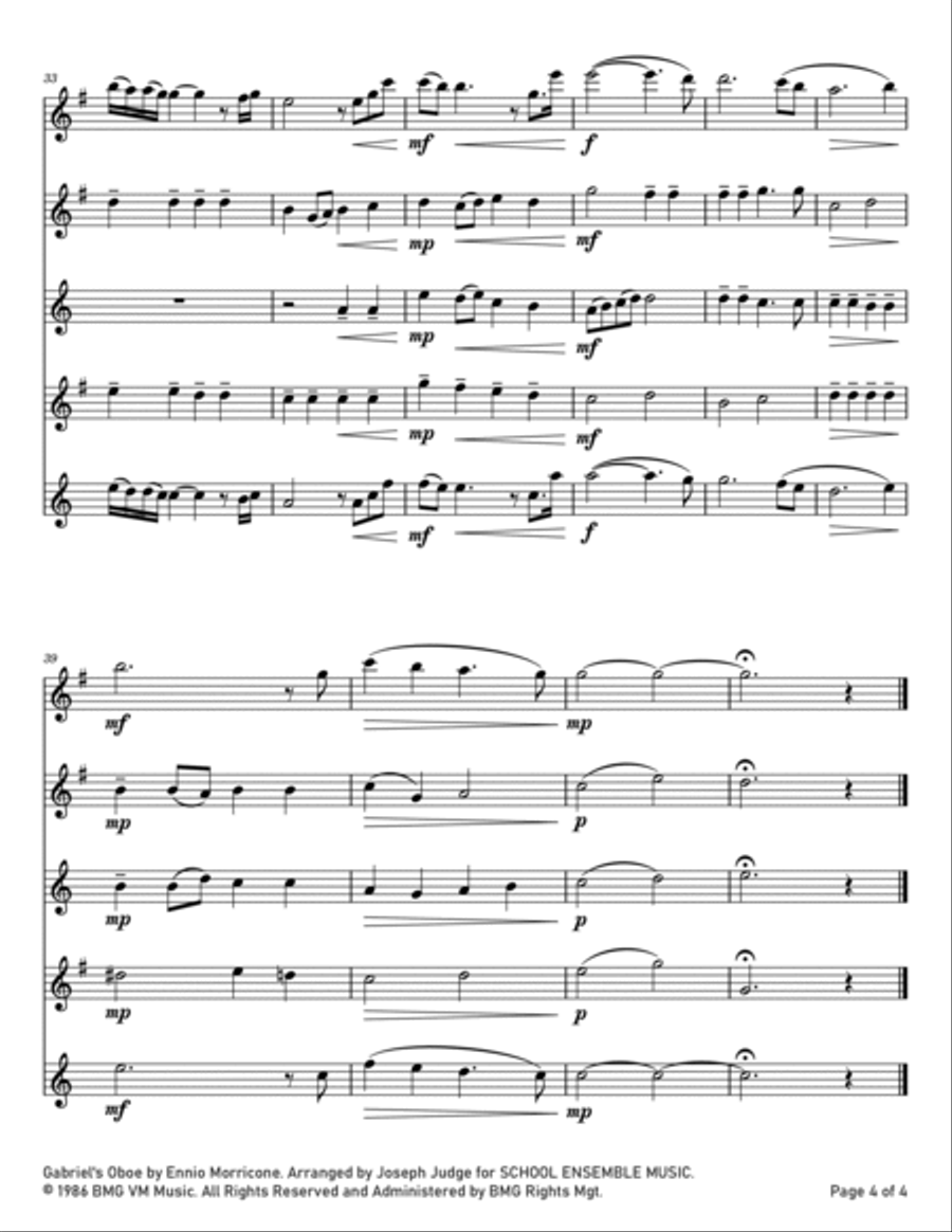 Gabriel's Oboe Woodwind Ensemble scores gallery preview page 4