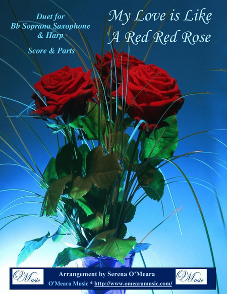 My Love Is Like A Red, Red Rose, Duet for Bb Soprano Saxophone & Harp image number null