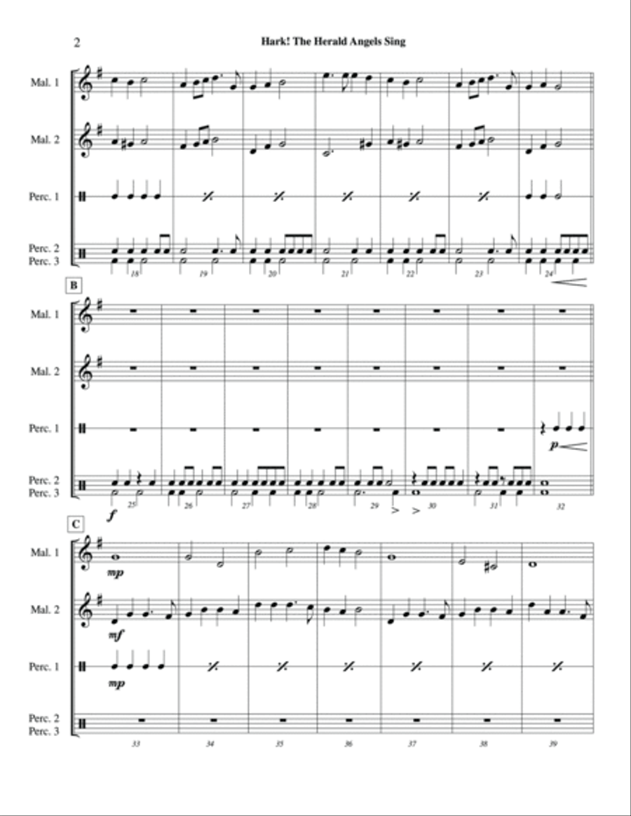 Hark The Herald Angels Sing Percussion Ensemble scores gallery preview page 4