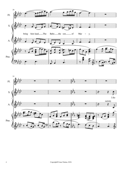 What Child is This, for SA, piano and flute, F minor image number null