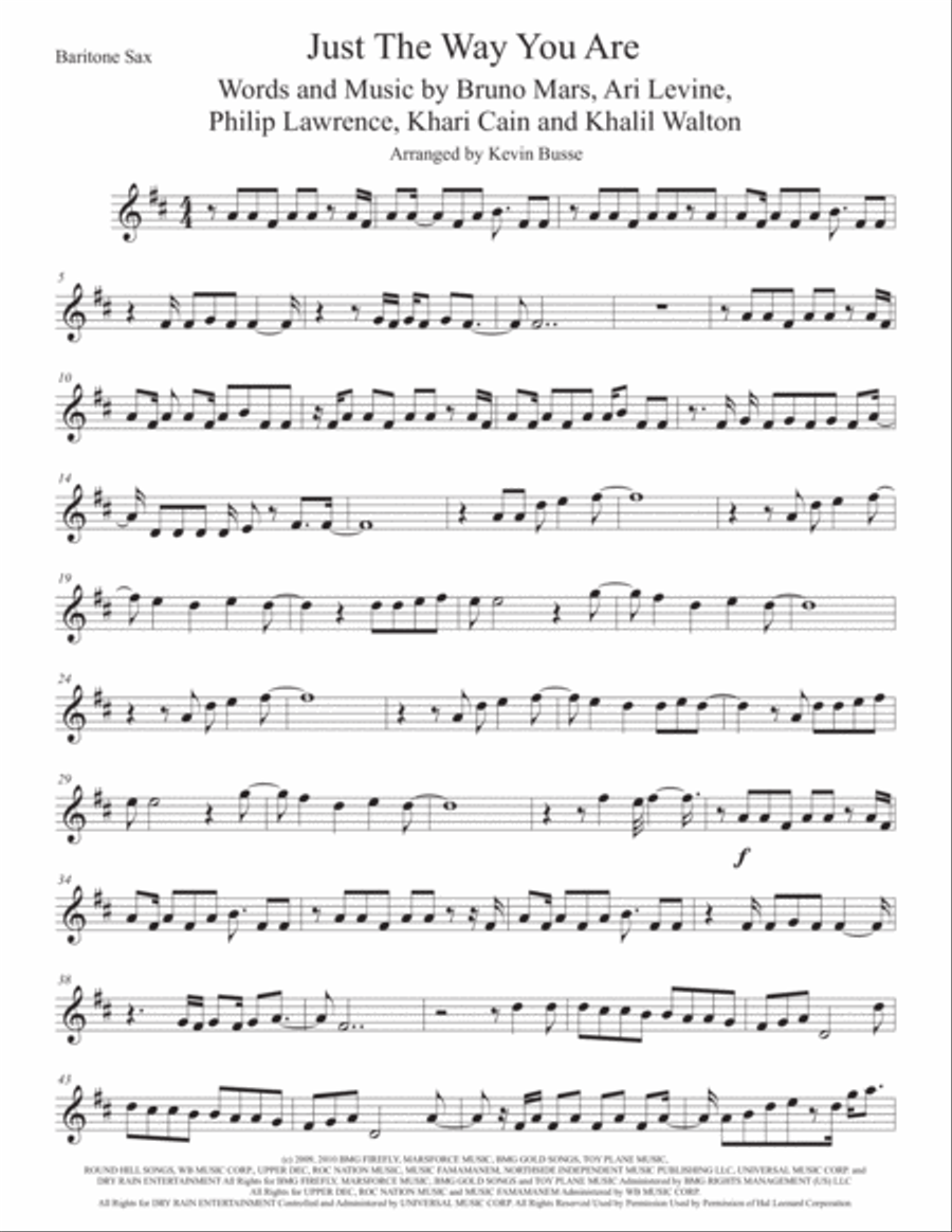 Just The Way You Are Just The Way You Are Baritone Saxophone scores gallery preview page 1