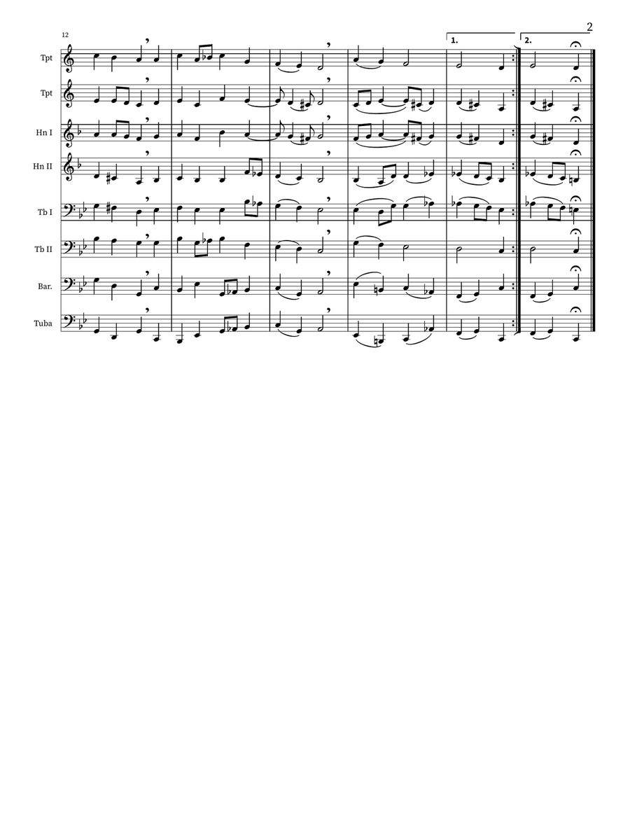 Christ Lag In Todesbanden Brass Quartet scores gallery preview page 2